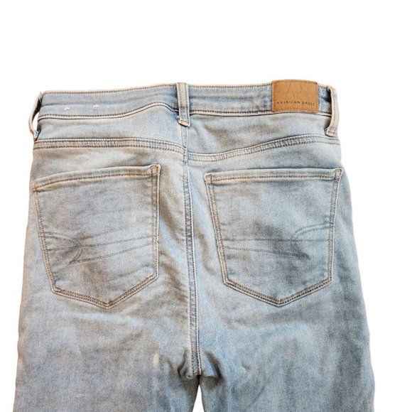 American Eagle Super Hi-Rise Jegging Soft Knit Distressed Light Wash Jeans Sz 4 - Picture 3 of 12
